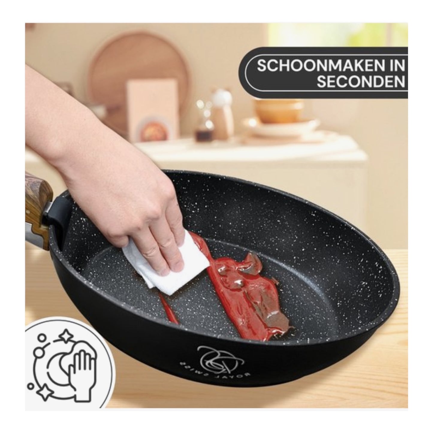 Royal Swiss® 3-delige Koekenpannenset met Afneembare Handgreep – Geschikt voor alle warmtebronnen, inclusief inductie (20/24/28 cm)