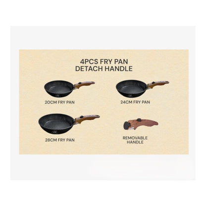 Royal Swiss® 3-delige Koekenpannenset met Afneembare Handgreep – Geschikt voor alle warmtebronnen, inclusief inductie (20/24/28 cm)