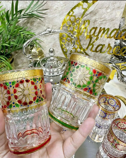 12-Piece Traditional Moroccan Tea Glasses – Zellige Design