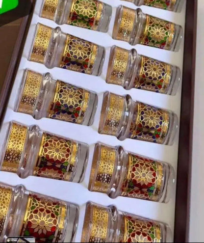 12-Piece Traditional Moroccan Tea Glasses – Zellige Design