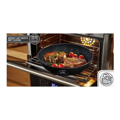 Royal Swiss® 3-delige Koekenpannenset met Afneembare Handgreep – Geschikt voor alle warmtebronnen, inclusief inductie (20/24/28 cm)