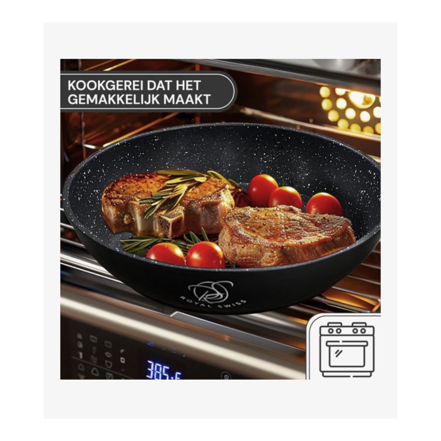 Royal Swiss® 3-delige Koekenpannenset met Afneembare Handgreep – Geschikt voor alle warmtebronnen, inclusief inductie (20/24/28 cm)