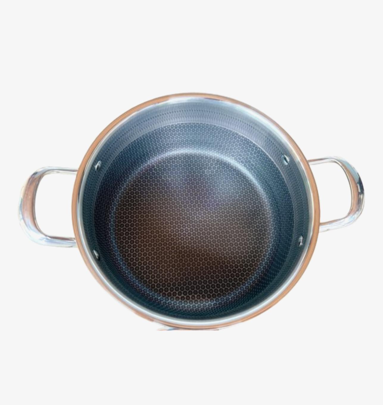 Hexagon Kookpot 28 cm – Roestvrijstaal met Antiaanbaklaag