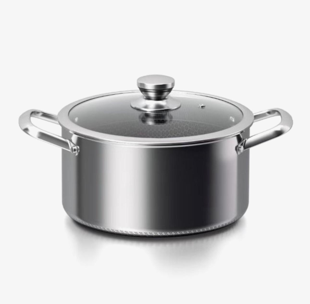 Hexagon Kookpot 28 cm – Roestvrijstaal met Antiaanbaklaag