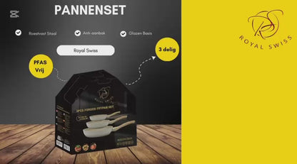 Royal Swiss® 3-delige Koekenpannenset met Afneembare Handgreep – Geschikt voor alle warmtebronnen, inclusief inductie (20/24/28 cm)